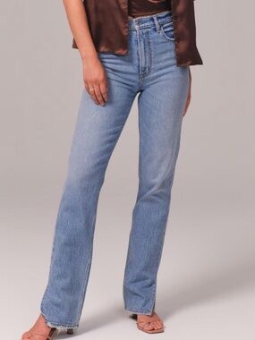 Abercrombie 90s straight leg split hem jeans